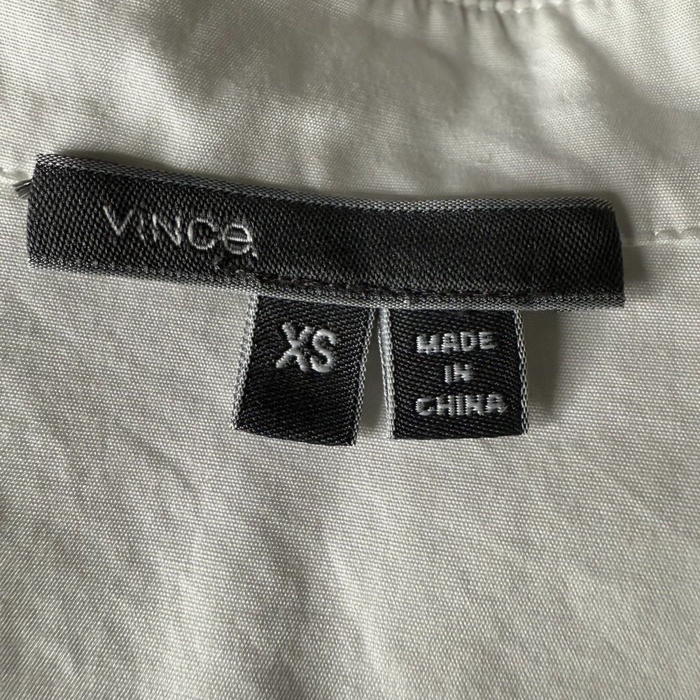 Vince M White Cotton Tunic Button Up Long Sleeve Ladder Lace Minimalist $328 - Picture 3 of 6